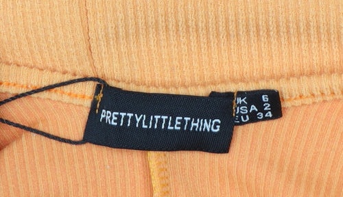 PrettyLittleThing Women’s Orange Long Sleeve Ribbed Playsuit Size 6