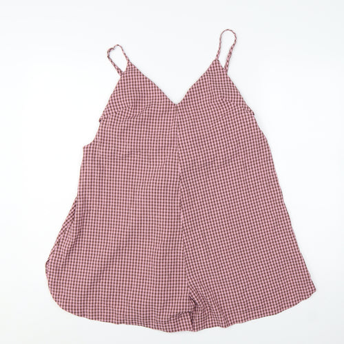 Topshop Womens Pink Gingham Sleeveless Playsuit UK 12