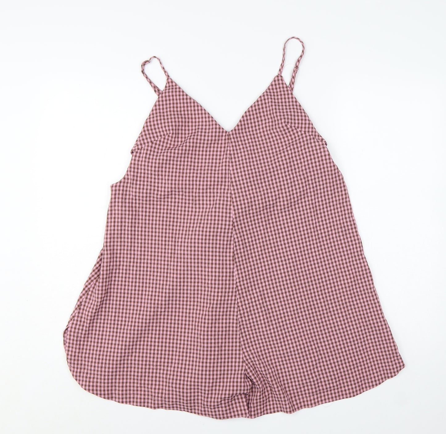 Topshop Womens Pink Gingham Sleeveless Playsuit UK 12