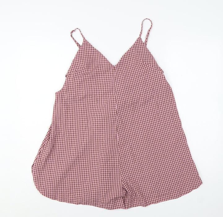 Topshop Womens Pink Gingham Sleeveless Playsuit UK 12