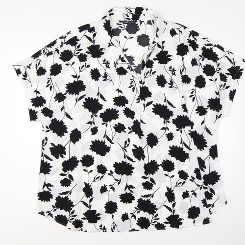Marks and Spencer Womens Ivory Floral Short Sleeve Tunic Blouse Size 22