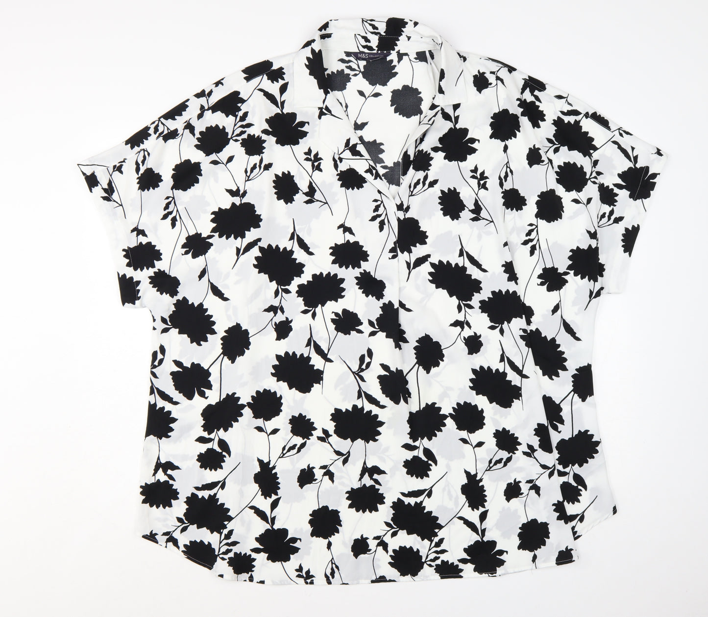 Marks and Spencer Womens Ivory Floral Short Sleeve Tunic Blouse Size 22