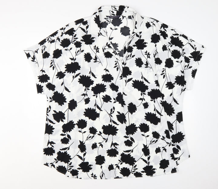 Marks and Spencer Womens Ivory Floral Short Sleeve Tunic Blouse Size 22