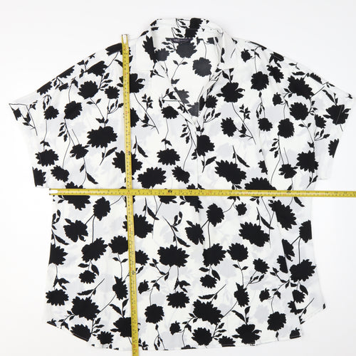 Marks and Spencer Womens Ivory Floral Short Sleeve Tunic Blouse Size 22