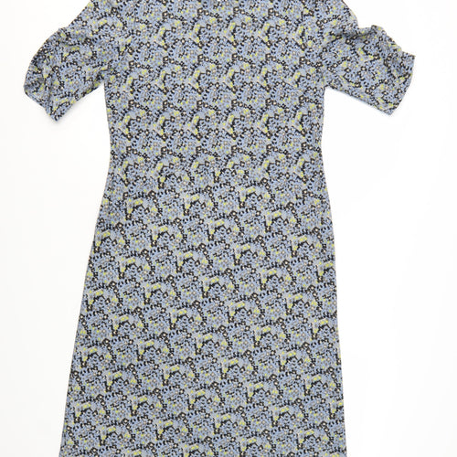 Next Women's Blue Floral Shift Dress Size 12 Half Sleeve