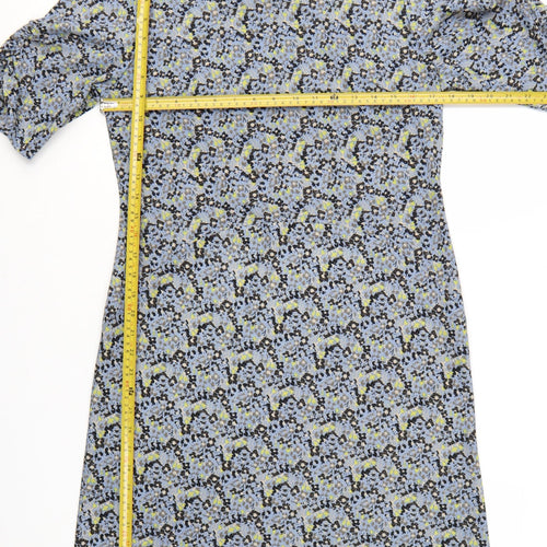 Next Women's Blue Floral Shift Dress Size 12 Half Sleeve