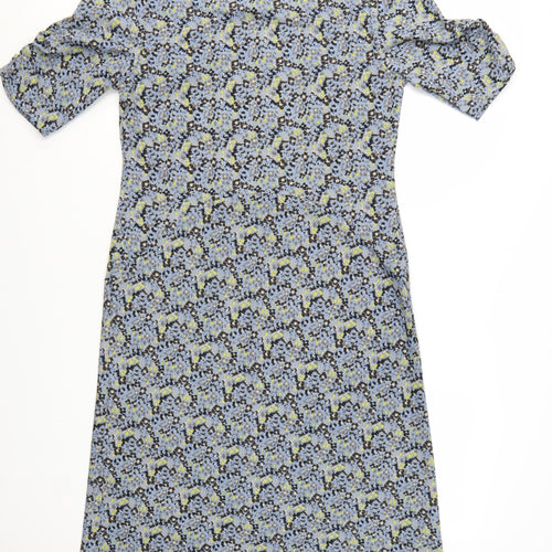 Next Women's Blue Floral Shift Dress Size 12 Half Sleeve
