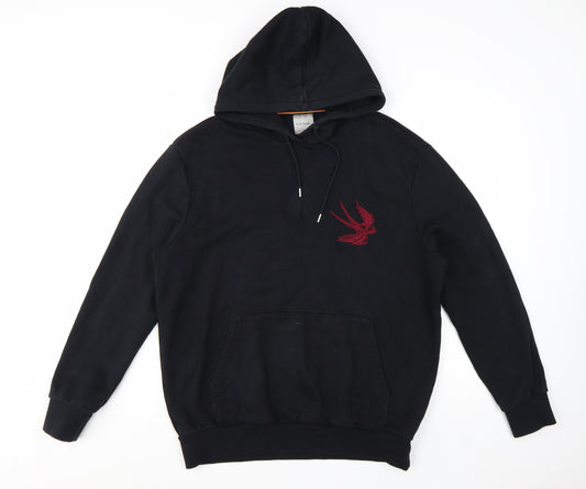 Paul Smith Men's Black Large Pullover Hoodie with Embroidered Tiger