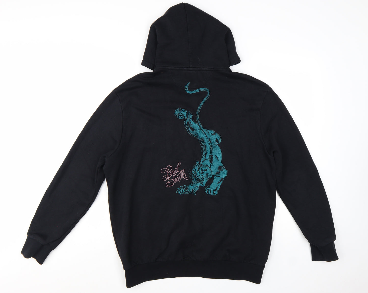 Paul Smith Men's Black Large Pullover Hoodie with Embroidered Tiger