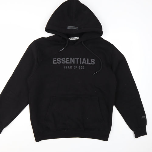 Fear of God Essentials Black Men's Pullover Hoodie Size M Relaxed Fit