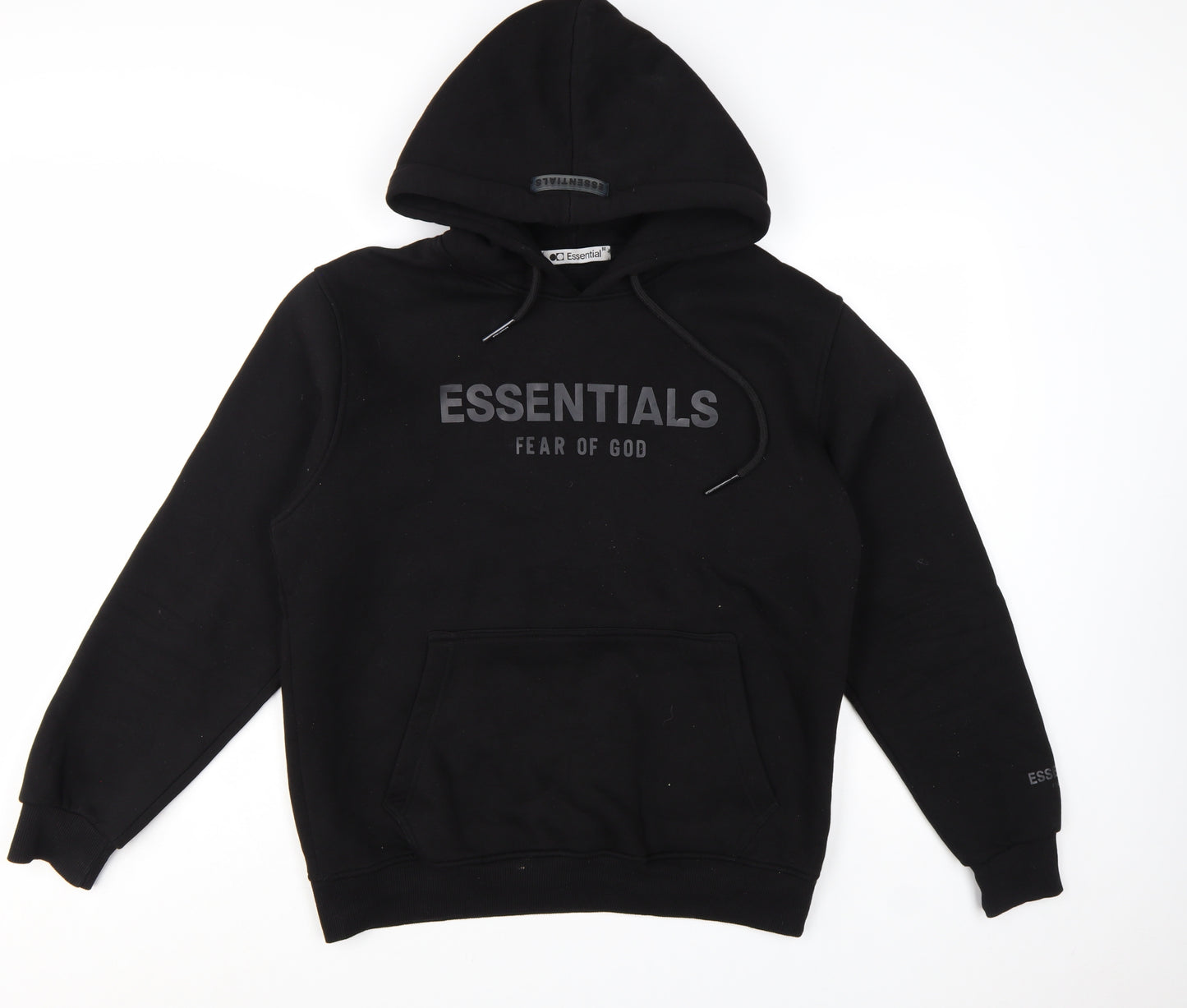 Fear of God Essentials Black Men's Pullover Hoodie Size M Relaxed Fit