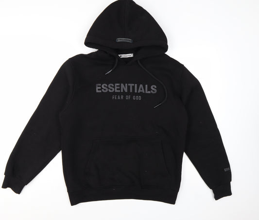 Fear of God Essentials Black Men's Pullover Hoodie Size M Relaxed Fit
