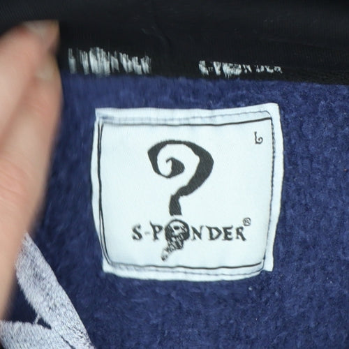 S-Ponder Womens Blue Floral Print Pullover Hoodie Size L