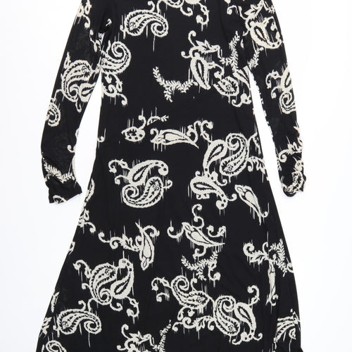 Marks and Spencer Women's Black Paisley A-Line Dress Size 10