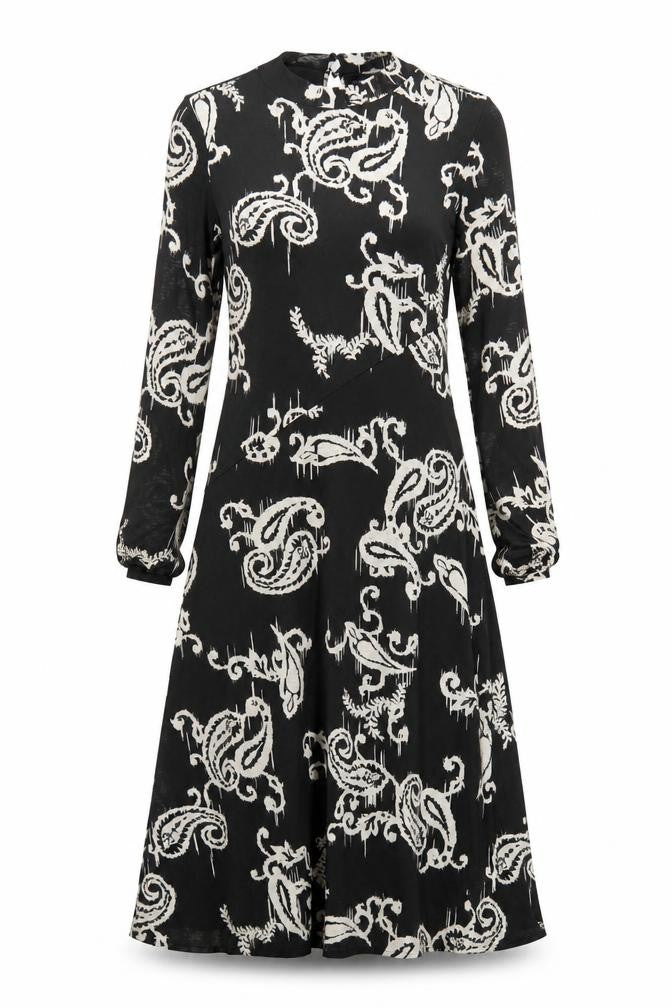 Marks and Spencer Women's Black Paisley A-Line Dress Size 10