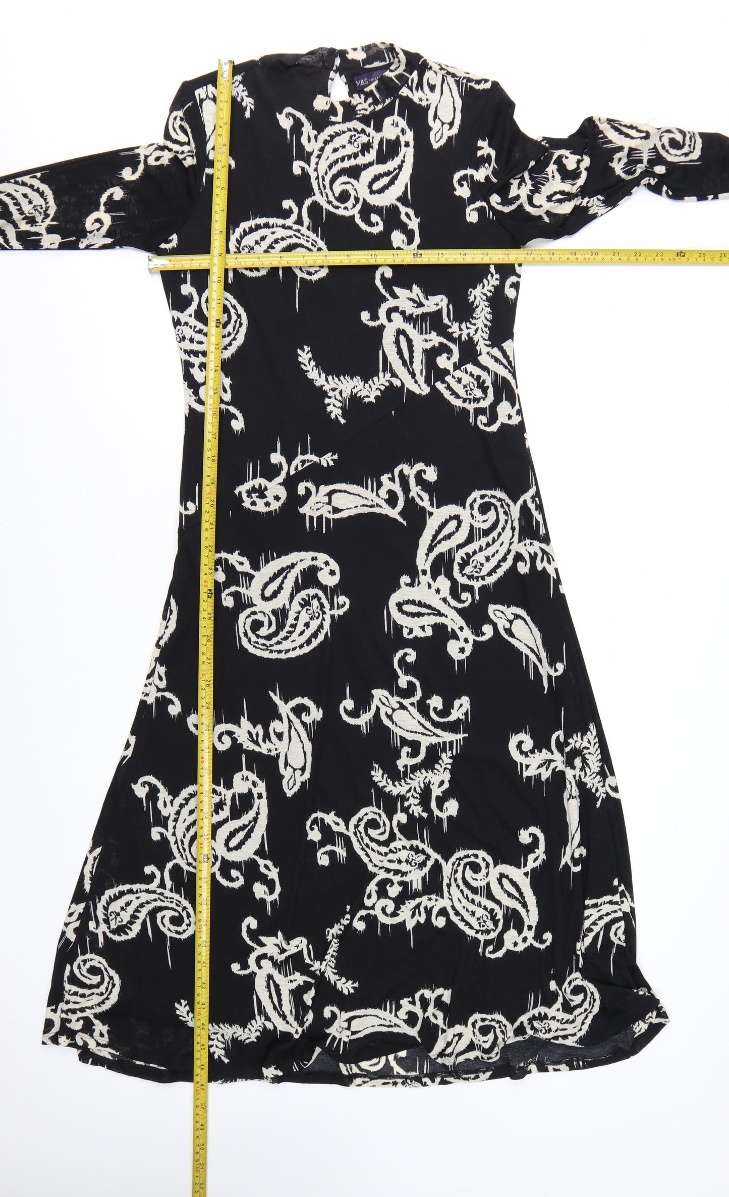 Marks and Spencer Women's Black Paisley A-Line Dress Size 10