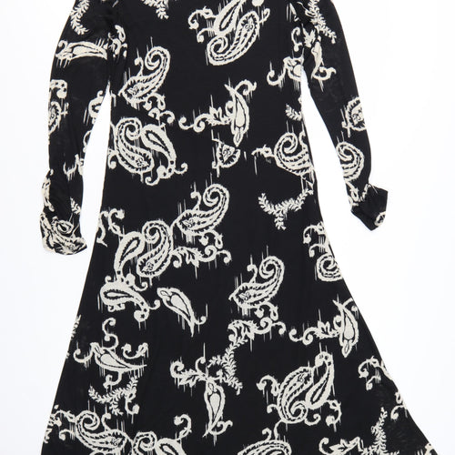 Marks and Spencer Women's Black Paisley A-Line Dress Size 10