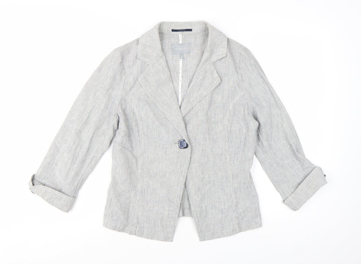 Marks and Spencer Per Una Women’s Grey Pinstripe Linen Blend Blazer Size 10