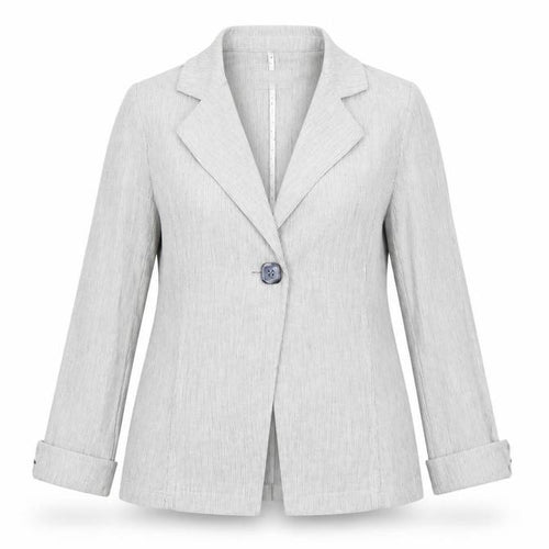 Marks and Spencer Per Una Women’s Grey Pinstripe Linen Blend Blazer Size 10