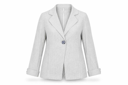 Marks and Spencer Per Una Women’s Grey Pinstripe Linen Blend Blazer Size 10
