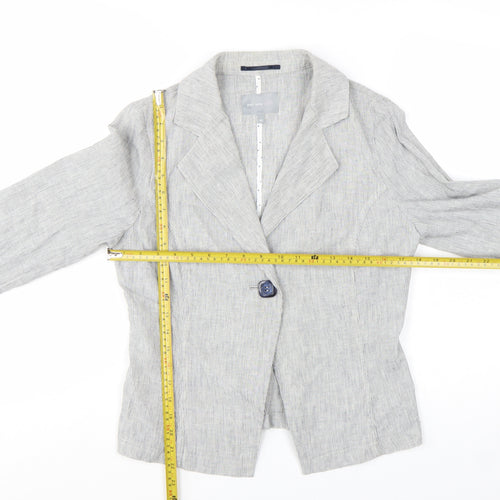 Marks and Spencer Per Una Women’s Grey Pinstripe Linen Blend Blazer Size 10