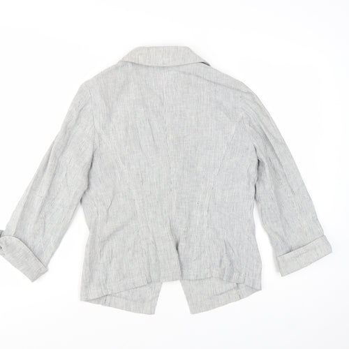 Marks and Spencer Per Una Women’s Grey Pinstripe Linen Blend Blazer Size 10