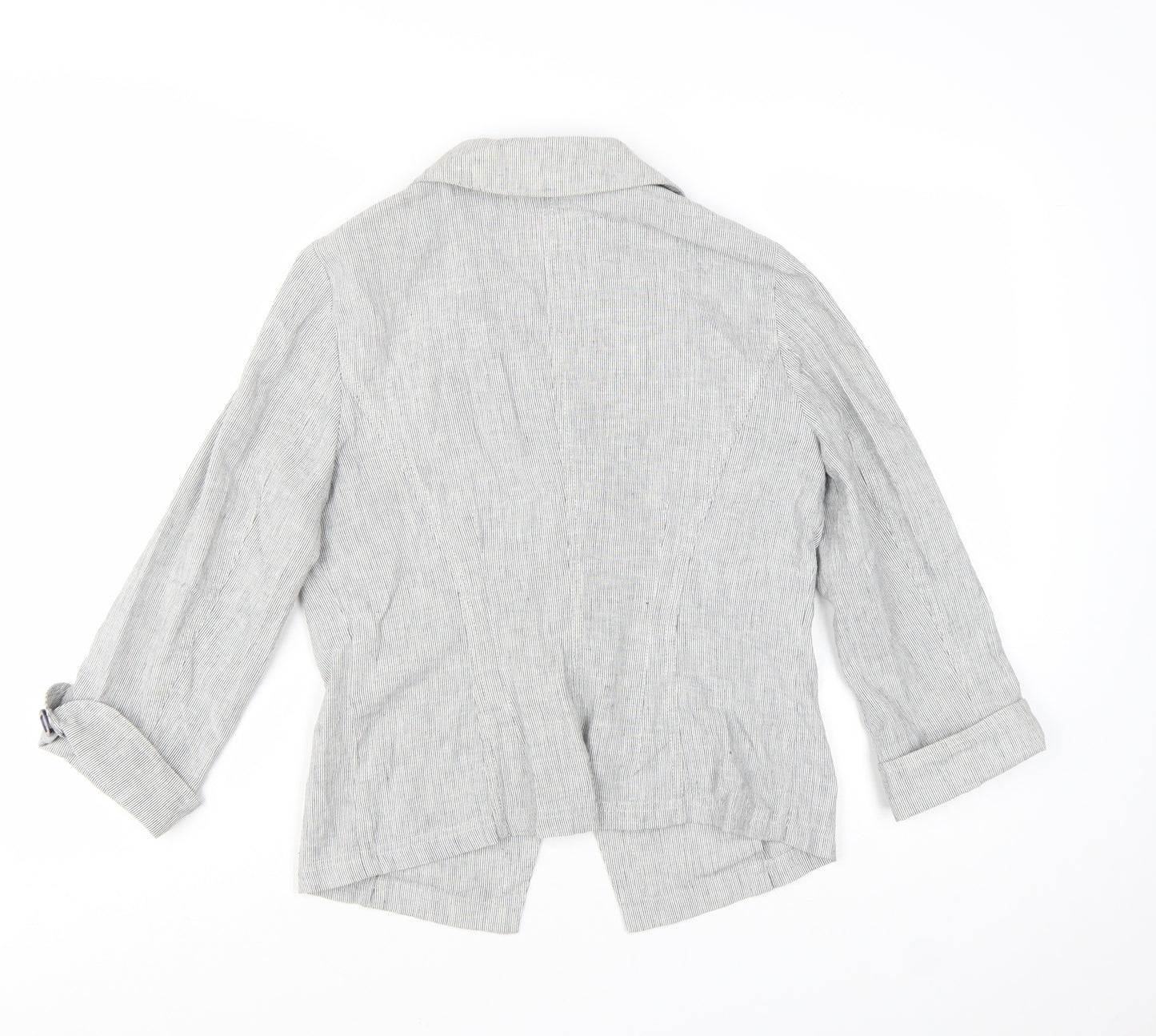 Marks and Spencer Per Una Women’s Grey Pinstripe Linen Blend Blazer Size 10