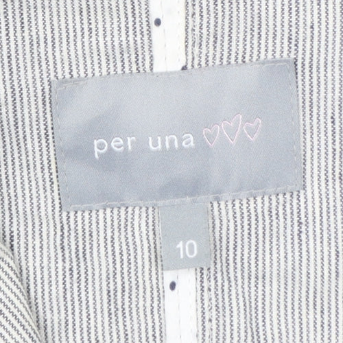 Marks and Spencer Per Una Women’s Grey Pinstripe Linen Blend Blazer Size 10