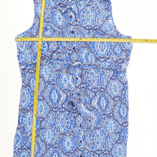 F&F Women's Blue Geometric Collared Sleeveless Shirt Dress Size 16