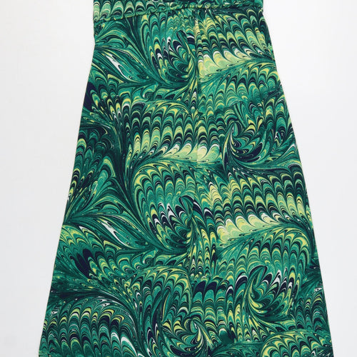 Apricot Women’s Green Geometric Midi A-Line Sleeveless Stretch Dress Size 12