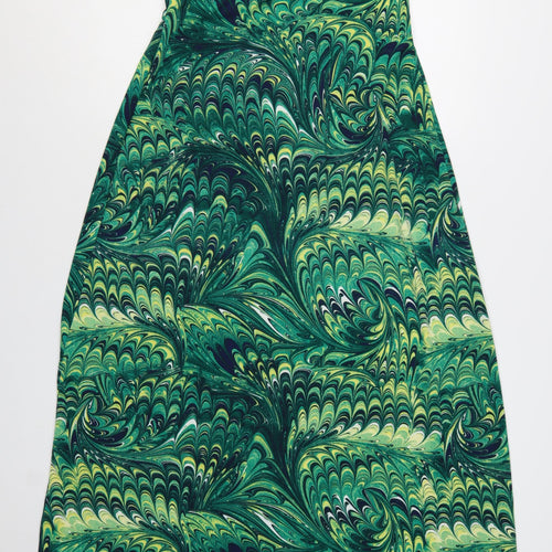Apricot Women’s Green Geometric Midi A-Line Sleeveless Stretch Dress Size 12