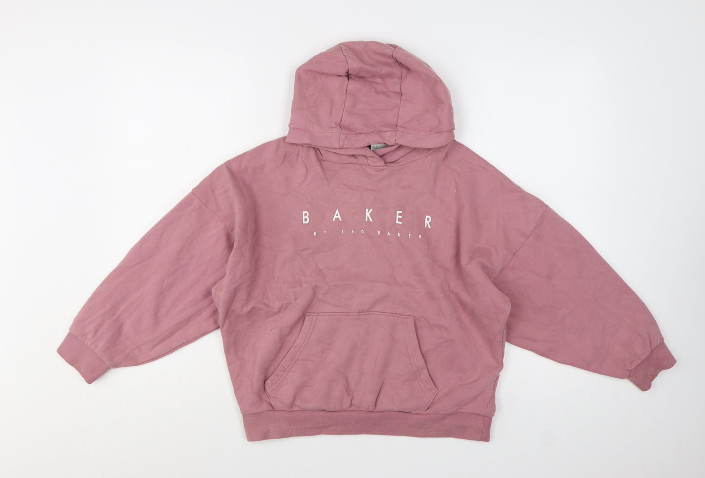 Ted Baker Girls Pink Pullover Logo Hoodie 10 Years Cotton Blend