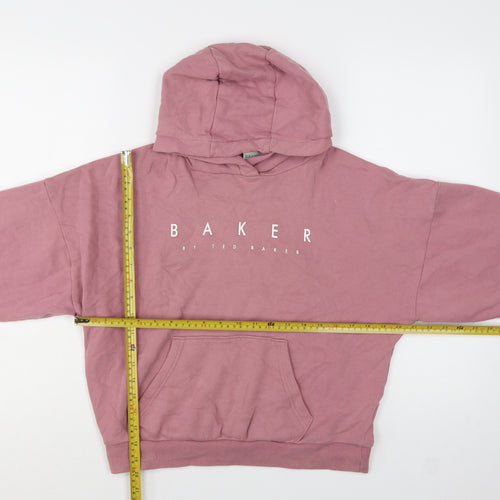 Ted Baker Girls Pink Pullover Logo Hoodie 10 Years Cotton Blend