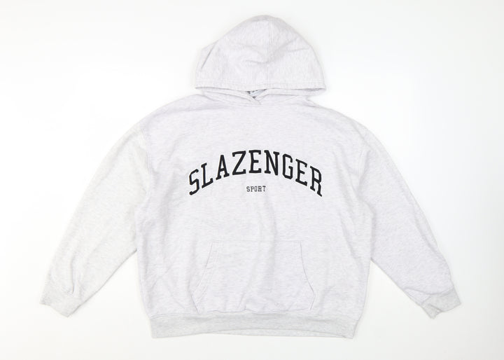 Slazenger Women’s Grey Pullover Hoodie UK 12 Cotton Blend Sport Style