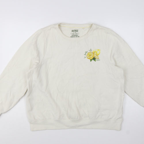 FatFace Women White Lemon Print Pullover Sweatshirt UK 16
