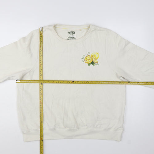 FatFace Women White Lemon Print Pullover Sweatshirt UK 16
