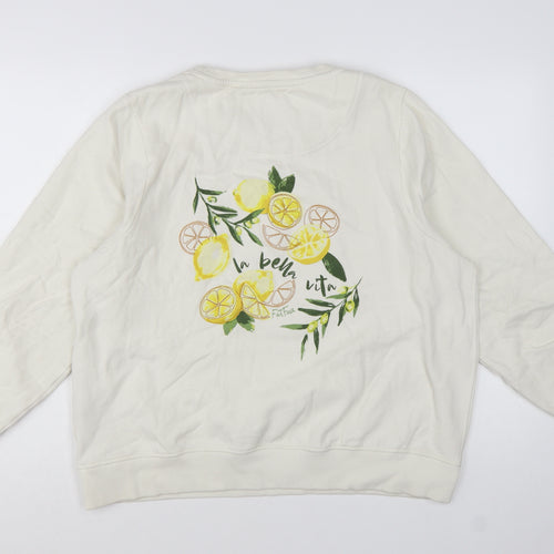 FatFace Women White Lemon Print Pullover Sweatshirt UK 16