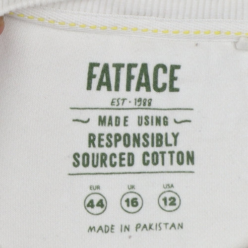 FatFace Women White Lemon Print Pullover Sweatshirt UK 16