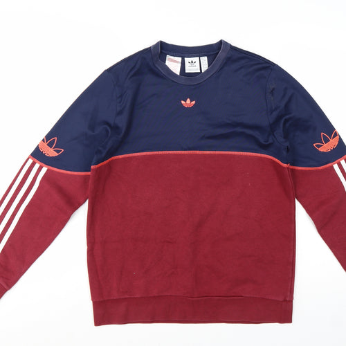 Adidas Boys Navy & Burgundy Colourblock Crew Neck Sweatshirt 14-15 Years
