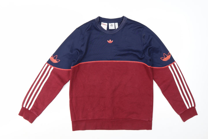 Adidas Boys Navy & Burgundy Colourblock Crew Neck Sweatshirt 14-15 Years