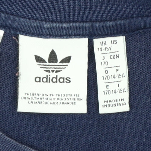 Adidas Boys Navy & Burgundy Colourblock Crew Neck Sweatshirt 14-15 Years