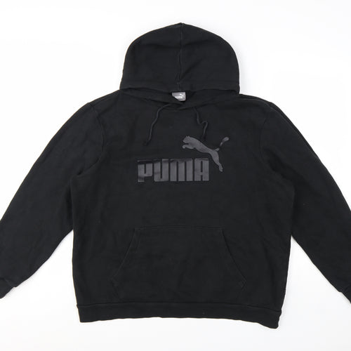 Puma Women's Black Pullover Hoodie L Cotton Blend Logo Sweatshirt