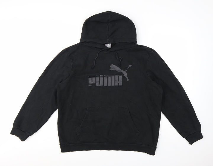 Puma Women's Black Pullover Hoodie L Cotton Blend Logo Sweatshirt