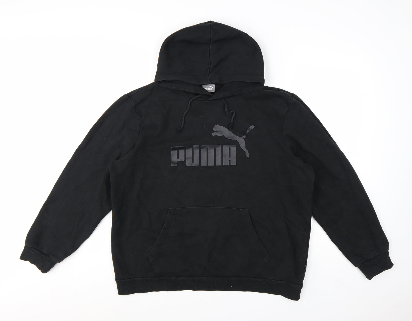 Puma Women's Black Pullover Hoodie L Cotton Blend Logo Sweatshirt