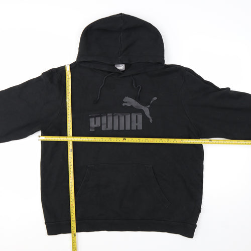 Puma Women's Black Pullover Hoodie L Cotton Blend Logo Sweatshirt
