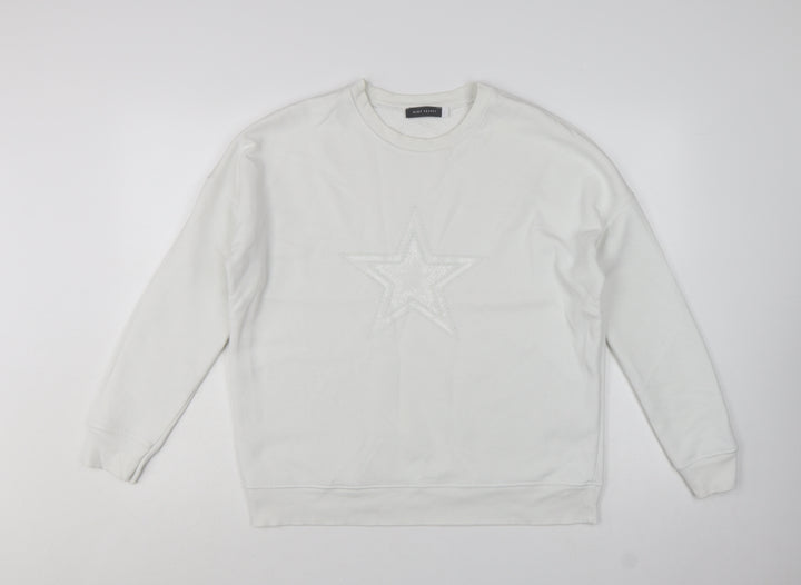 Mint Velvet Women White Cotton Blend Star Embellished Sweatshirt L