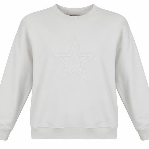 Mint Velvet Women White Cotton Blend Star Embellished Sweatshirt L