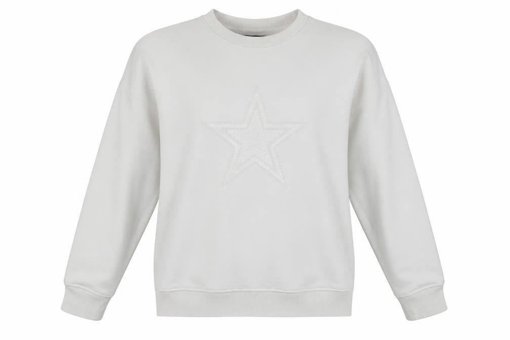 Mint Velvet Women White Cotton Blend Star Embellished Sweatshirt L