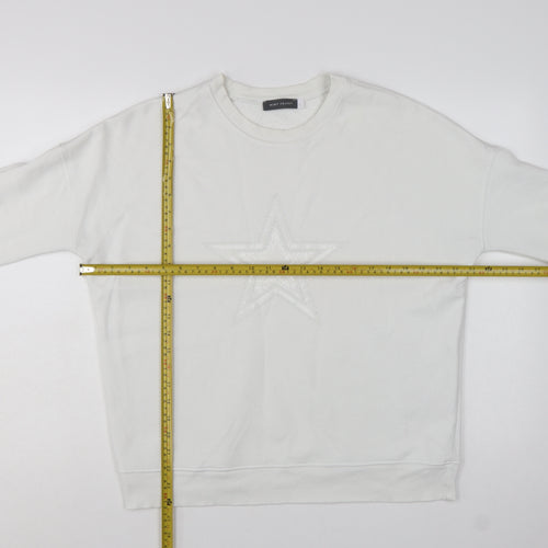 Mint Velvet Women White Cotton Blend Star Embellished Sweatshirt L