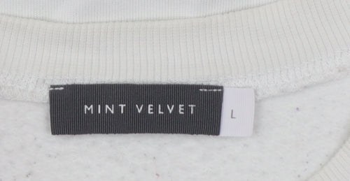 Mint Velvet Women White Cotton Blend Star Embellished Sweatshirt L
